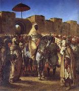 Eugene Delacroix Mulay Abd al-Rahman,Sultan of Morocco,Leaving his palace in Meknes,Surrounded by his Guard and his Chief Officers Spain oil painting artist